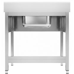 Stainless Steel Commercial Sink Unit PREMIUM - 800x700mm - with Single Bowl Centre - with Undershelf - with Upstand