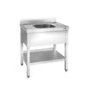 Stainless Steel Commercial Sink Unit PREMIUM - 800x700mm - with Single Bowl Centre - with Undershelf - with Upstand