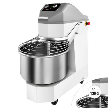 Maszyna do wyrabiania ciasta – 30 litrów / 19 kg – 2 prędkości – z zamkniętym zbiornikiem i rolkami – funkcja timera - Prime Gastro