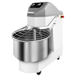 Miesiarka spiralna do ciasta - 50L / 32kg - 2 prędkości - ze stałą dzieżą i kółkami - z timerem - 380V