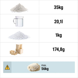 Miesiarka spiralna do ciasta - 60L / 56kg - 2 prędkości - ze stałą dzieżą - z timerem - 380V