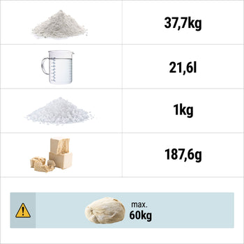 Maszyna do wyrabiania ciasta – 60 litrów / 56 kg – 2 prędkości – z zamkniętym zbiornikiem i rolkami – funkcja timera - Prime Gastro