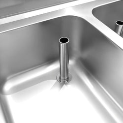Stół ze zlewem PREMIUM - 1600x600x970mm - z półką - 1-komorowy komora po lewej stronie