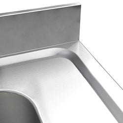 Stainless Steel Commercial Sink Unit ECO - 1400x600mm - with Single Bowl Left-hand - with Undershelf - with Upstand