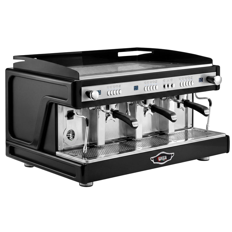 WEGA | Airy – Ekspres do kawy kolbowy – 3 grupy – 5,6 kW – z licznikiem filiżanek – czarny