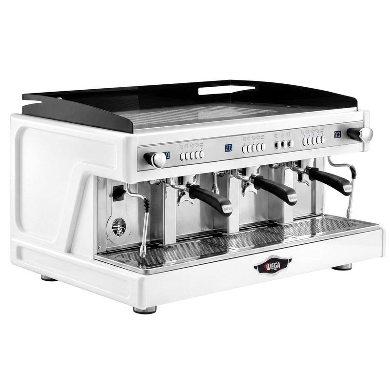 WEGA | Airy – Ekspres do kawy kolbowy – 3 grupy – 5,6 kW – z licznikiem filiżanek – biały