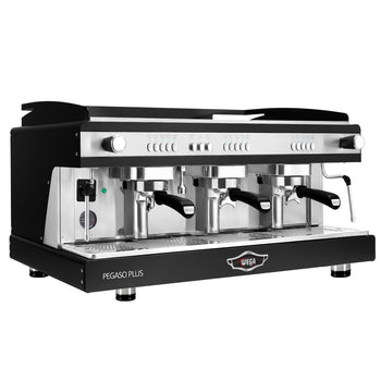WEGA | Pegaso Plus – Ekspres do kawy kolbowy – 3 grupy – 5,3 kW – z spieniaczem do mleka i funkcją podgrzewania wody – czarny