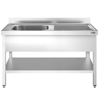 Stół zlewozmywakowy PREMIUM - 1600x600 mm - z półką dolną i 1 zlewem po lewej stronie - Prime Gastro