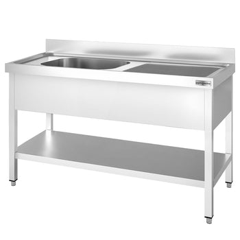 Stół zlewozmywakowy PREMIUM - 1600x600 mm - z półką dolną i 1 zlewem po lewej stronie - Prime Gastro