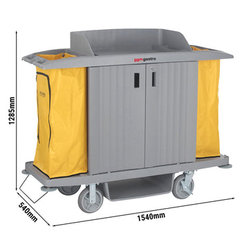 Wózek serwisowy – zamknięty – 2 worki na pranie, 1 półka górna z krawędzią, 1 półka dolna