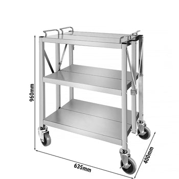 Wózek do serwowania - składany - 635x400mm - z 3 półkami - Prime Gastro