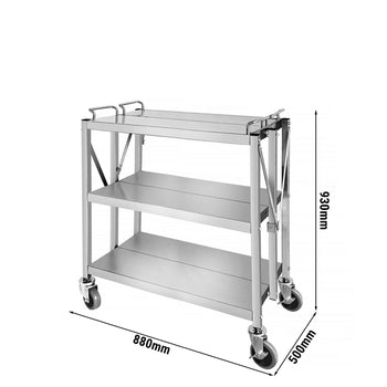 Wózek do serwowania - składany - 880x500 mm - z 3 półkami - Prime Gastro