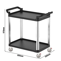 Plastikowy wózek do serwowania - 800x500mm - z 2 półkami do przechowywania