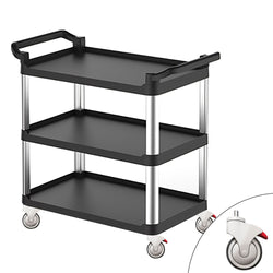 Wózek kelnerski - z tworzywa sztucznego - 800x500mm - z 3 półkami - z cichymi kołami