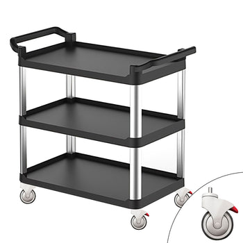 Wózek kelnerski - z tworzywa sztucznego - 800x500mm - z 3 półkami - z cichymi kołami