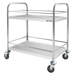 Wózek kelnerski - 805x460mm - z 2 półkami - ze wzmocnieniem - z cichymi kołami