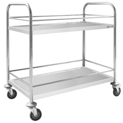 Wózek kelnerski - 845x525mm - z 2 półkami - ze wzmocnieniem - z cichymi kołami