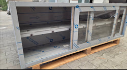 Szafka ścienna ze stali nierdzewnej - 2000x400 mm - z przesuwanymi szklanymi drzwiami - 650 mm wysokości