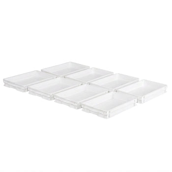 (8 szt.) Pojemnik na ciasto do pizzy-zestaw - EN 600x400 - Wysokość: 70mm - Polipropylen - Biały - Pojemność: 16l
