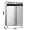 Szafa mroźnicza ze stali nierdzewnej PREMIUM - GN 2/1 - 1200L - 1372x830mm - 2 drzwi - chłodzenie wentylowane; zamek