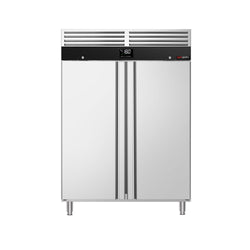 Szafa mroźnicza ze stali nierdzewnej PREMIUM - GN 2/1 - 1200L - 1372x830mm - 2 drzwi - chłodzenie wentylowane; zamek