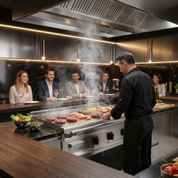 Elektryczna płyta do smażenia typu teppanyaki – 13,5 kW – wraz z podstawą