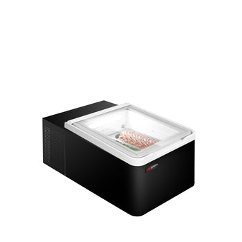 Stołowa witryna na lody - 460 mm - Statyczna - na 2x 5 litrowe pojemniki na lody - Pokrywa otwierana na stronę konsumenta