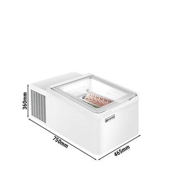 Stołowa witryna na lody - 460 mm - Statyczna - na 2x 5 litrowe pojemniki na lody - Pokrywa otwierana na stronę konsumenta