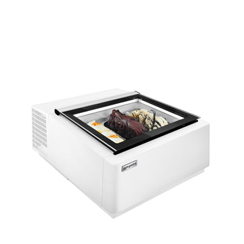 Stołowa witryna na lody - 670 mm - Statyczna - na 3 pojemniki 5 L - Pokrywa otwierana na stronę klienta
