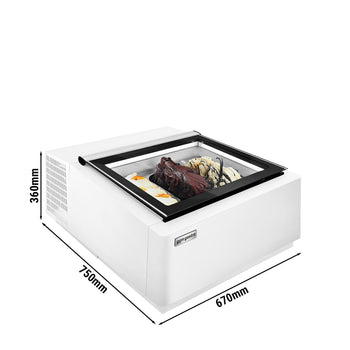 Stołowa witryna na lody - 670 mm - Statyczna - na 3 pojemniki 5 L - Pokrywa otwierana na stronę klienta