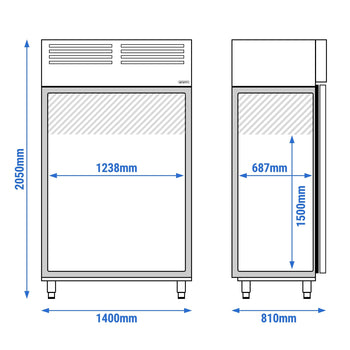 Zamrażarka ze stali nierdzewnej PREMIUM - GN 2/1 - 1400 litrów - z 2 drzwiami - Prime Gastro