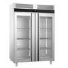 Commercial Upright Freezer Stainless steel PREMIUM - GN 2/1 - 1400L - with 2 glass doors
