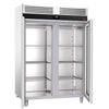 Commercial Upright Freezer Stainless steel PREMIUM - GN 2/1 - 1400L - with 2 glass doors