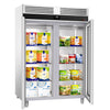 Commercial Upright Freezer Stainless steel PREMIUM - GN 2/1 - 1400L - with 2 glass doors