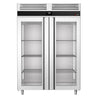 Commercial Upright Freezer Stainless steel PREMIUM - GN 2/1 - 1400L - with 2 glass doors