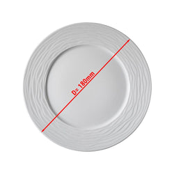 (24 szt.) SEA WAVE - Talerz płytki - Porcelana - Ø 180mm - Biały