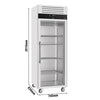 Commercial Upright Freezer Stainless steel ECO - GN 2/1 - 700L - with 1 glass door & Support grids & stainless steel rails - On castors