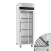 Commercial Upright Freezer Stainless steel ECO - GN 2/1 - 700L - with 1 glass door & Support grids & stainless steel rails - On castors