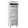 Commercial Upright Freezer Stainless steel ECO - GN 2/1 - 700L - with 1 glass door & Support grids & stainless steel rails - On castors