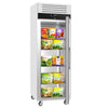 Commercial Upright Freezer Stainless steel ECO - GN 2/1 - 700L - with 1 glass door & Support grids & stainless steel rails - On castors