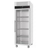 Commercial Upright Freezer Stainless steel ECO - GN 2/1 - 700L - with 1 glass door & Support grids & stainless steel rails - On castors
