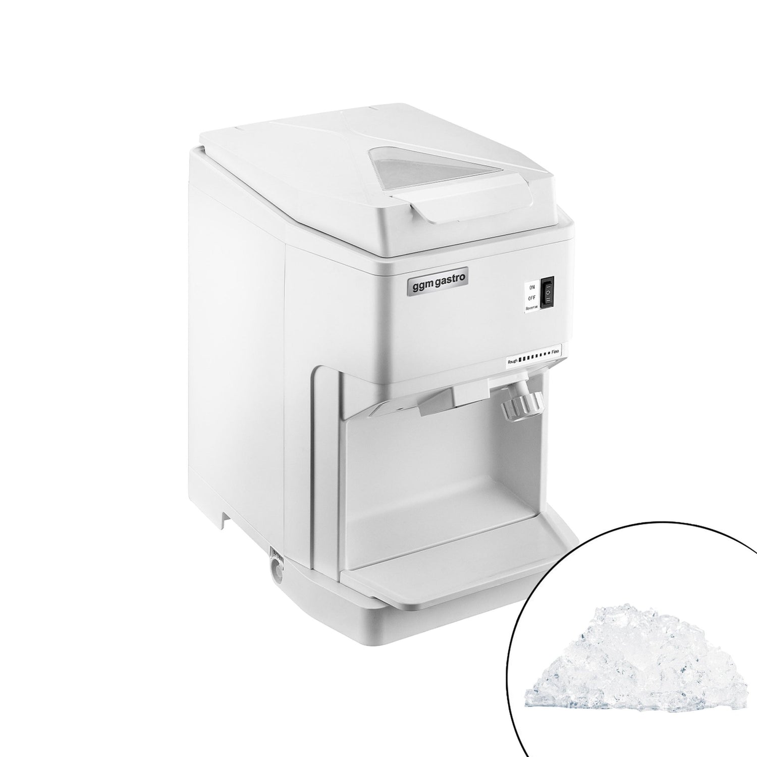 Kruszarka do lodu płatkowego do montażu na blacie - 2 kg/min - regulowana wielkość kostek lodu - biała - Prime Gastro