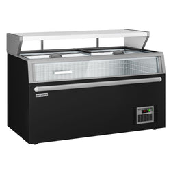 Wyspa mroźnicza do supermarketów – 1454 mm – 402 L – z 2 drzwiami przesuwnymi – czarna