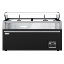 Wyspa mroźnicza do supermarketów – 1454 mm – 402 L – z 2 drzwiami przesuwnymi – czarna