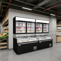 Supermarket – wyspa mroźnicza – 1454 mm – 402 litry – z 2 przesuwanymi drzwiami – czarna