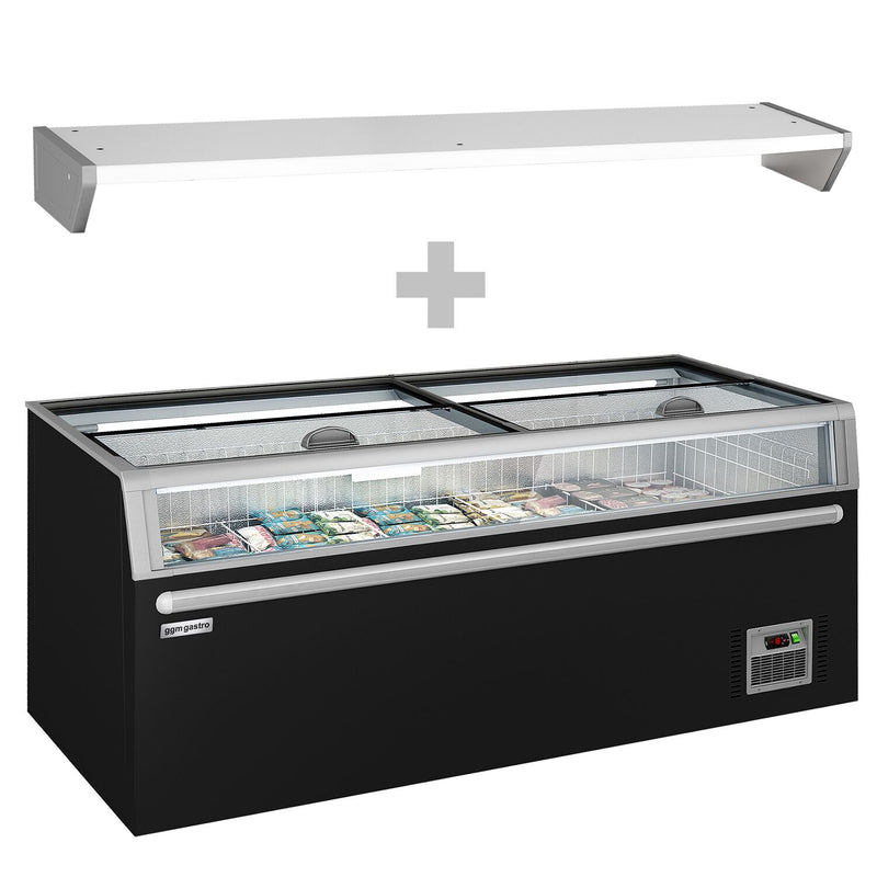 Supermarket - wyspa mroźnicza - 2104 mm - 646 litrów - z 2 przesuwanymi drzwiami - czarna