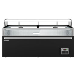 Supermarketowa chłodziarka ścienna - 3 drzwi - wraz z wyspą do mrożonek - czarna