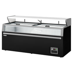 Supermarketowa chłodziarka ścienna - 3 drzwi - wraz z wyspą do mrożonek - czarna