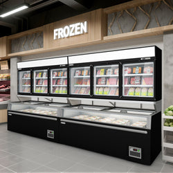 Supermarket - wyspa mroźnicza - 2104 mm - 646 litrów - z 2 przesuwanymi drzwiami - czarna