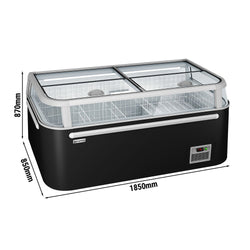 Supermarket – zamrażarka wyspowa – 1850 mm – 523 litrów – z 2 przesuwanymi drzwiami – czarna